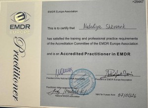 EMDR Europe Accredited Practitioner certificate